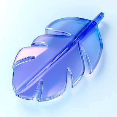 Stylish Transparent Leaf-Shaped Design Element