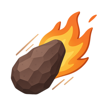 Stylized Meteor with Flames Illustration