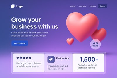 Geometric Logo Design for Business Growth Landing Page