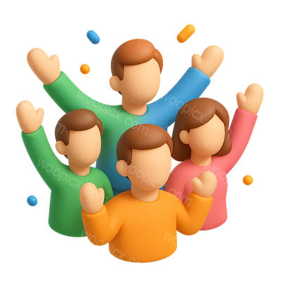3D People Celebrating in Vibrant Colors