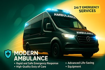Modern Ambulance Graphic Promoting Emergency Services
