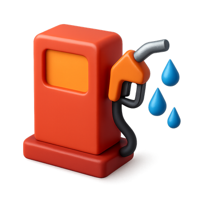 3D Fuel Pump Icon with Droplets in Isometric View
