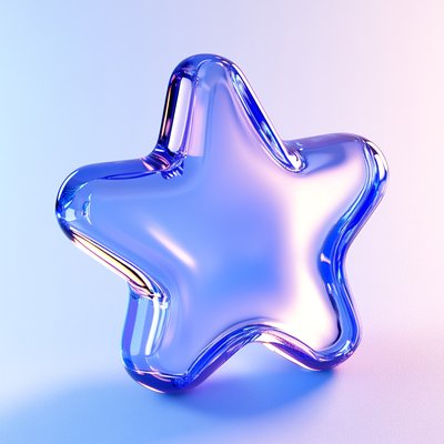 Stylized Star-Shaped Glass Object with Gradual Color Transition