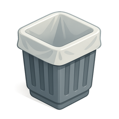 Stylish 3D Waste Basket Icon with Liner