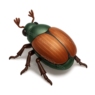 Realistic Illustration of a Beetle with Brown and Green Colors