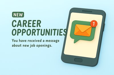 3D Illustration of Job Opportunity Notification on Smartphone