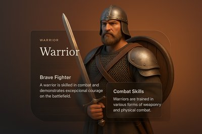 3D Warrior Illustration with Transparent Overlay Design