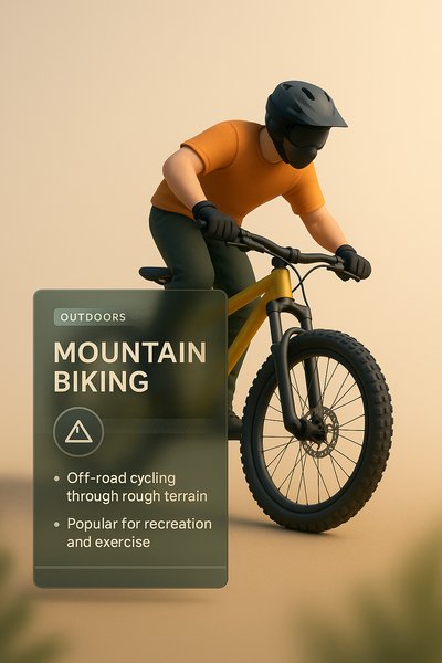 Stylish Mountain Biking Illustration with Informative Overlay