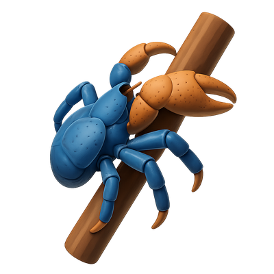 Colorful Cartoon Crab Climbing a Log