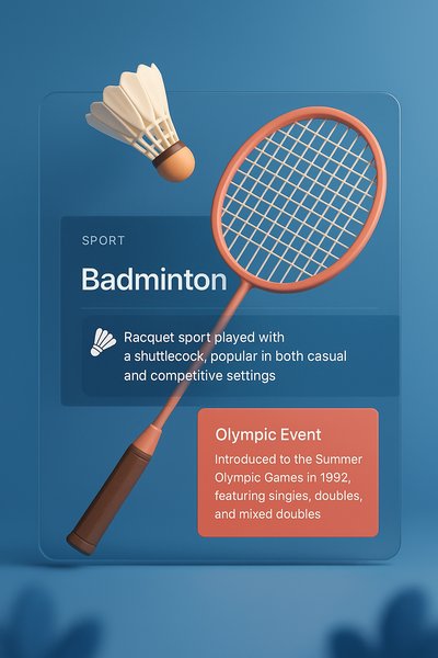 3D Badminton Illustration with Transparent Overlay Design