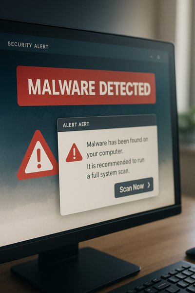 Stylish Web Design with Malware Alert Interface