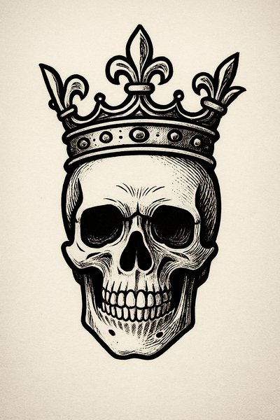 Illustrative Skull with Crown Design Artwork