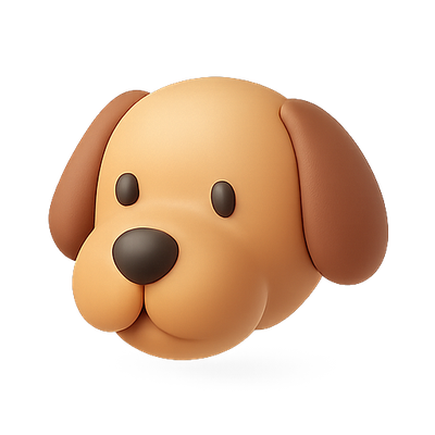 Cute 3D Dog Emoji Icon for Digital Use
