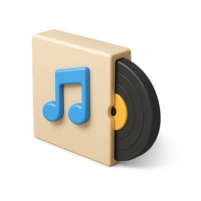Stylish 3D Album Icon with Music Note Design