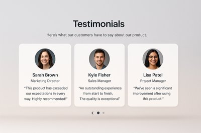 Customer Testimonials Section Featuring 3D Illustration