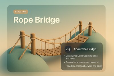 Rope Bridge Over a Ravine - 3D Illustration