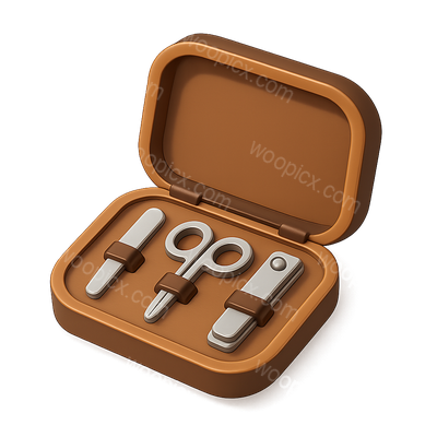 Stylish 3D Manicure Set Icon with Tools
