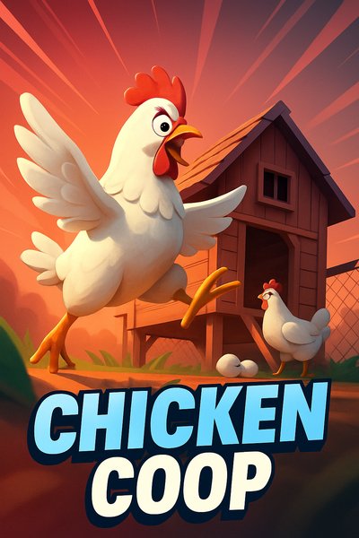 Dynamic Chicken Coop Scene with Playful Chickens