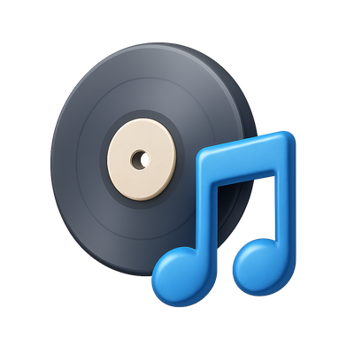 3D Musical Disc Icon with Note Design