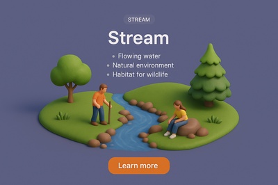 Realistic 3D Stream Landscape with Characters