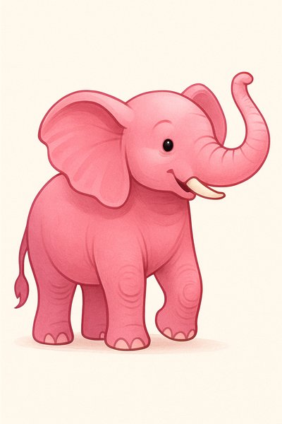 Cute Cartoon Pink Elephant Character