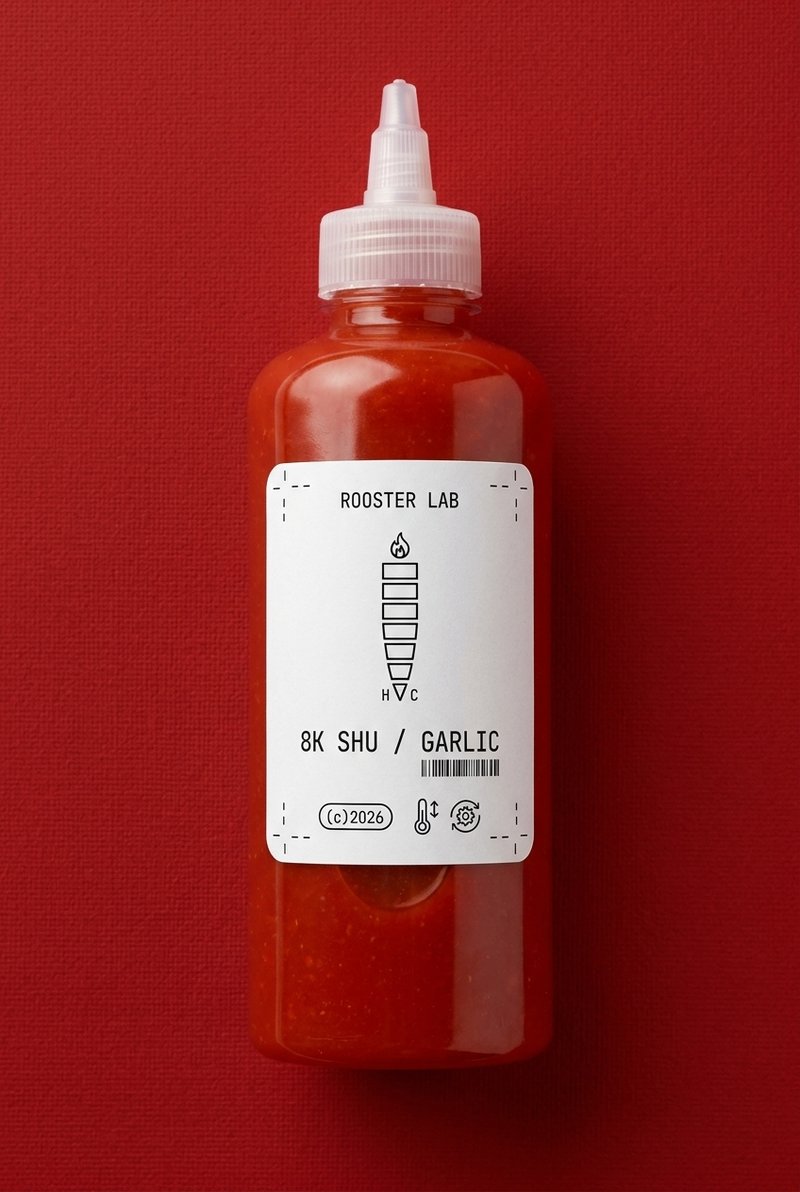 Spicy sriracha sauce bottle