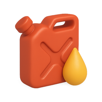 3D Rendering of a Red Fuel Canister with Droplet