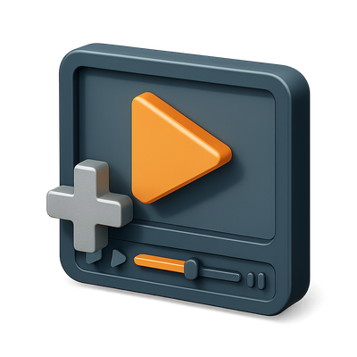 Stylish 3D Video Playback Icon with Transparent Background