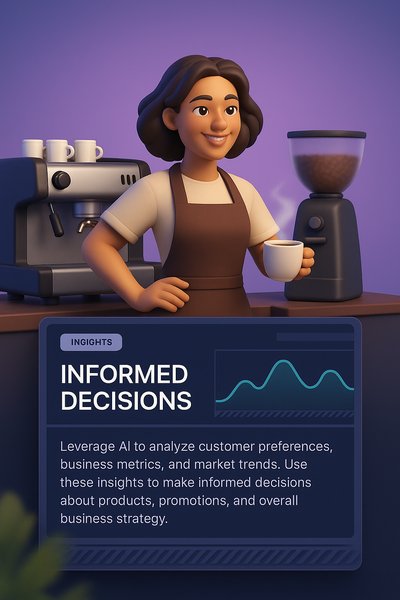 3D Coffee Shop Design for Business Insights Page