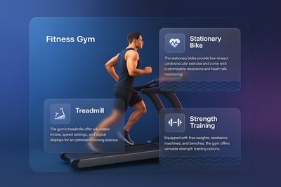 Fitness Gym Equipment Overview with Stationary Bike and Treadmill