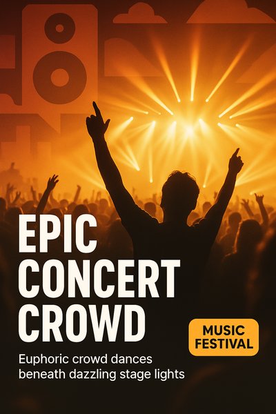Dynamic Concert Scene Featuring Energetic Crowd at Music Festival