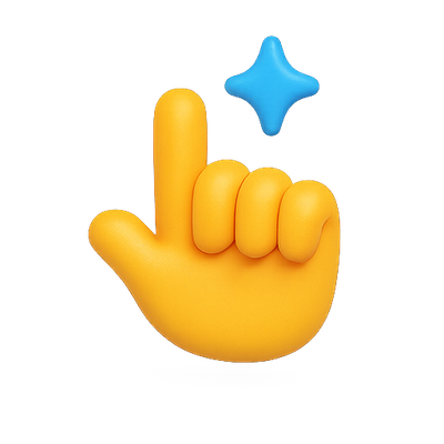 3D Yellow Hand Emoji with Sparkle Icon