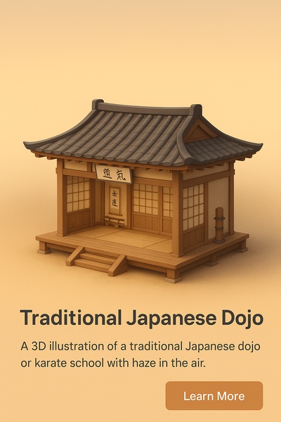3D Illustration of a Traditional Japanese Dojo with Haze
