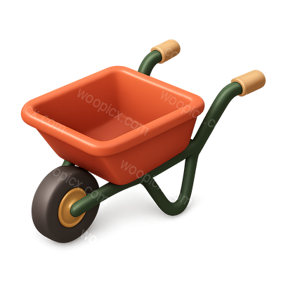 3D Wheelbarrow Icon for Gardening Use
