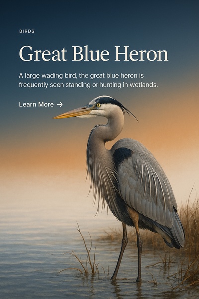 Stylish Web Page Design Featuring Great Blue Heron