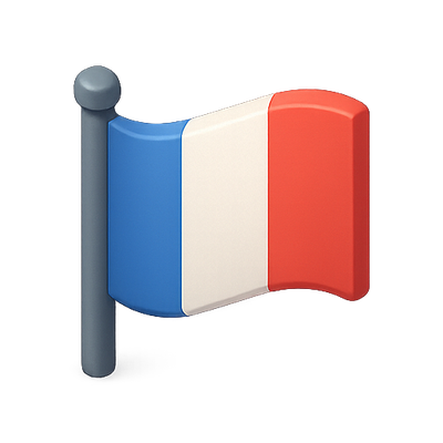 3D Rendered Flag of France on a Pole