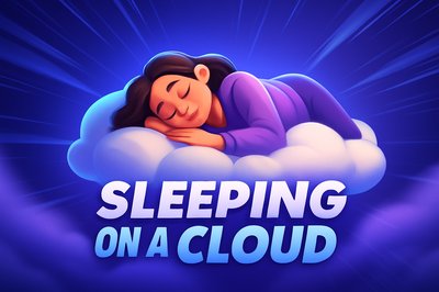 Dynamic Illustration of a Woman Sleeping on a Cloud