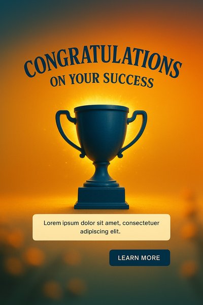 Celebratory Trophy Graphic for Success Announcement