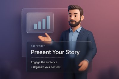 3D Web Page Design with Presenter and Visual Elements