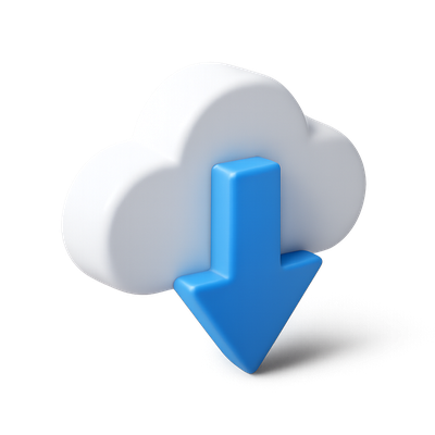 3D Cloud Download Icon with Arrow Design