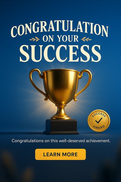Celebratory Trophy Graphic for Achievement Recognition