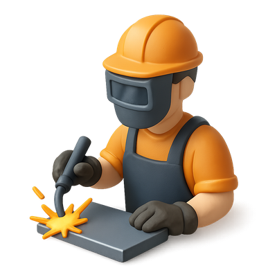 3D Metalworker Icon Art with Welding Effect