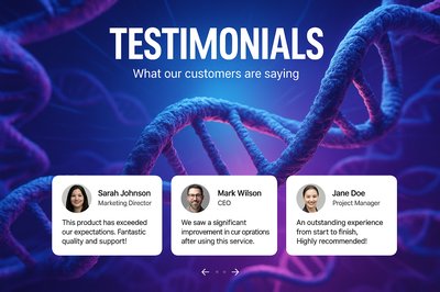 Dynamic 3D DNA Strand with Customer Testimonials
