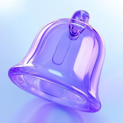 Stylized Purple Glass Bell on Soft Background