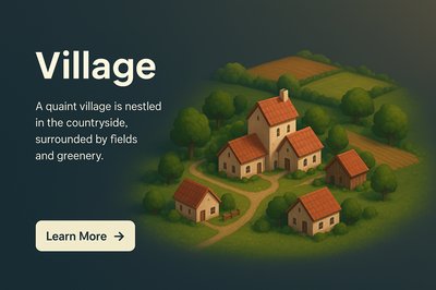Charming Village Scene in a Serene Countryside Setting