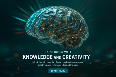 Exploding Brain Concept Art with Knowledge and Creativity