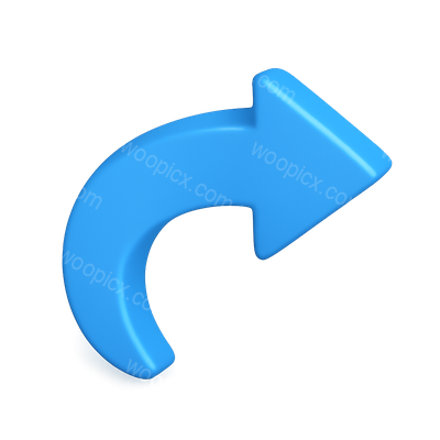 3D Curved Arrow Icon with Blue Glow Effect