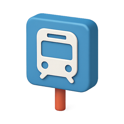 3D Bus Stop Icon with Modern Design