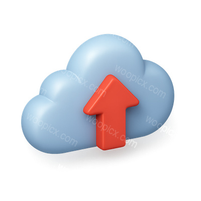 3D Upward Arrow Cloud Icon in Isometric View