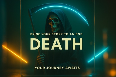 Neon Themed Concept Art Featuring Death and Journey Metaphor